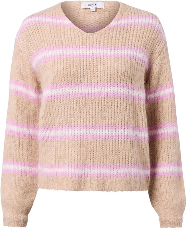 mbym - Gatilin - Gebreide Trui - Beige / Pink / Wit - V-hals