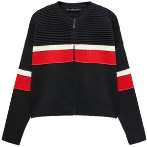 Mango Gebreid Vest Zwart/Wit/Rood