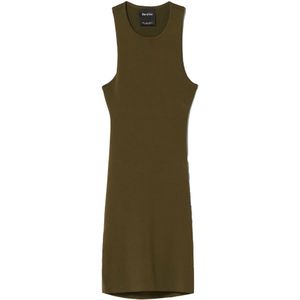 Bershka Gebreide jurk  kaki / zilver