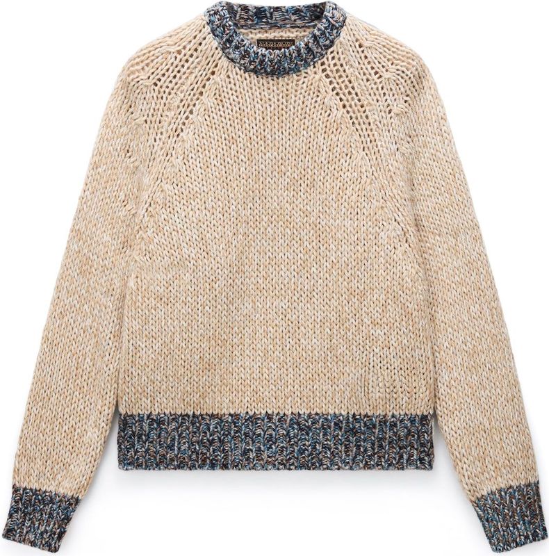 NAPAPIJRI Trui 'D-Ansei'  beige gemêleerd / cyaan blauw / bruin