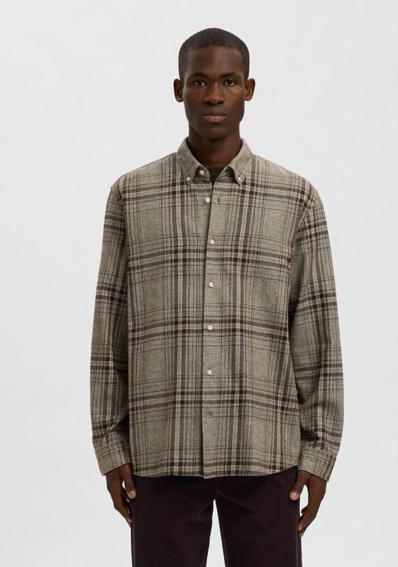 SELECTED Overhemd 'SLHRegnoah'  donkerbruin / bruin gemêleerd