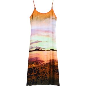 Desigual Jurk  chocoladebruin / goudgeel / mintgroen / lichtlila