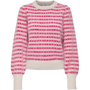 JDY Trui 'JDYSIGRID'  lichtgrijs / fuchsia / rosa