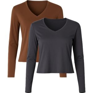 C&City Shirt  bruin / donkergrijs