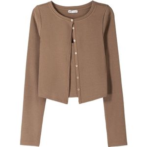 Bershka Gebreid vest  donkerbeige