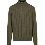 FYNCH-HATTON - Schipperstrui - Dark khaki - Gebreide Trui met Kabelpatroon en Knoopsluiting