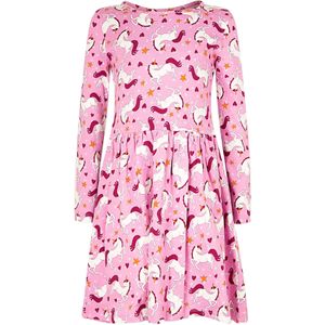 happy girls - Jurk - Pink - Katoen - Knoopsluiting - Ronde Hals - Lange Mouw