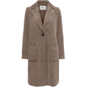 Only - ASTRID - Lange Corduroy Jas - Effen - Regular Fit - Reverskraag