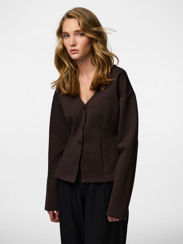 PIECES Gebreid vest 'PCGunhild'  donkerbruin