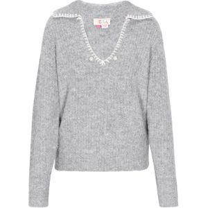 IZIA Oversized trui  lichtgrijs / wit