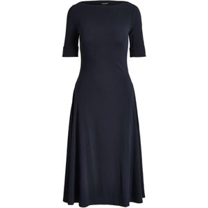 LAUREN RALPH LAUREN - Halflange Jurk - Blauw - Katoen