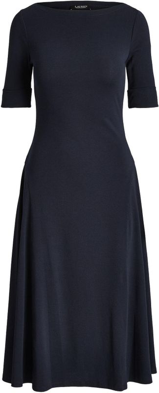 LAUREN RALPH LAUREN - Halflange Jurk - Blauw - Katoen