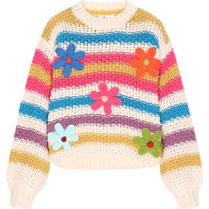 IZIA Oversized trui  azuur / safraan / framboos / wolwit