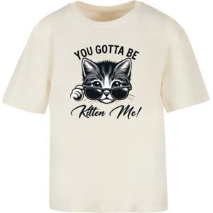 F4NT4STIC Shirt 'Kätzchen You Gotta Be Kitten Me!'  ecru / grijs / zwart / wit