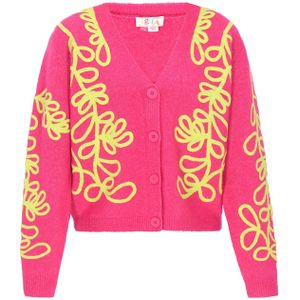 IZIA Gebreid vest  geel / pink