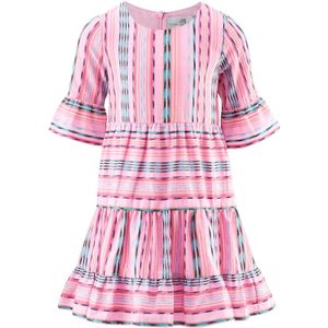 Jurk - Katoen - Ronde Hals - Driekwart Mouw - Knielengte - All-over Patroon