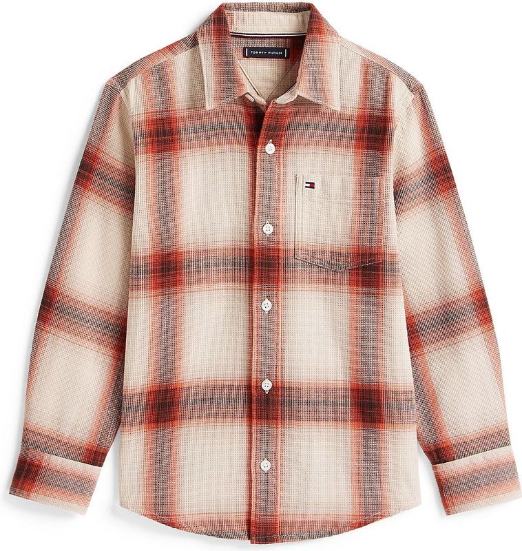 TOMMY HILFIGER Overhemd  beige / oranje / rood