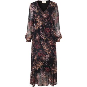 Cream - Jurk - Gemengde Kleuren - V-hals - Lange Mouw - Maxi Lengte