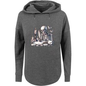 F4NT4STIC Sweatshirt 'Skelett Liebesbrief Valentinstag'  donkergrijs / wit