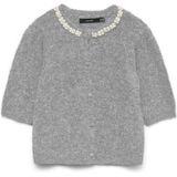 Vmcocean - Gebreid Vest - O-hals - Knoopsluiting - Parel Versiering