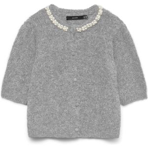 Vmcocean - Gebreid Vest - O-hals - Knoopsluiting - Parel Versiering