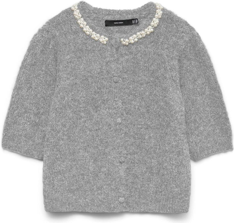 Vmcocean - Gebreid Vest - O-hals - Knoopsluiting - Parel Versiering