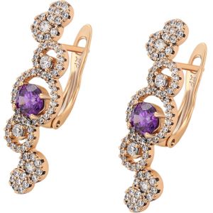 faina Oorbellen  rose-goud / donkerlila / transparant