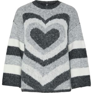 Pcjessa - Gebreide Trui - Ronde Hals - Lange Mouwen - Jacquard - Soepelvallende Pasvorm