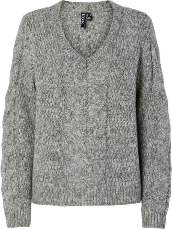 PIECES Trui 'NINA'  grijs gemêleerd