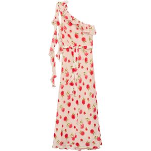 MANGO Jurk 'ROSE'  groen / pastelroze / donkerroze / rood