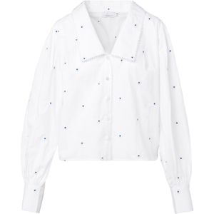 Laurella Blouse  kobaltblauw / wit / natuurwit