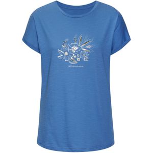 Vivance - T-shirt - Blauw gedessineerd - Met goudkleurig glanzend folieprint