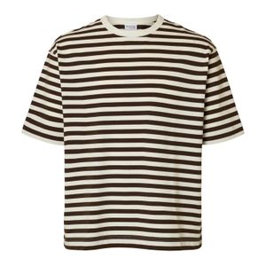 SELECTED Shirt 'SLHDAN'  ecru / donkerbruin