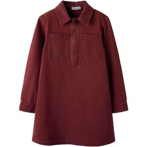 Overdyed Denim - Jurk - Zwart - Lange Mouwen - Blousekraag