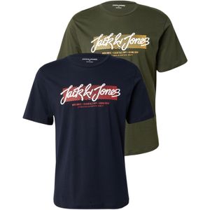 JACK & JONES Shirt 'JJURBAN'  marine / olijfgroen / rood / wit