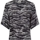 Drykorn - Blouse - Zwart - Gladde Stof - Uniek Patroon