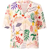 Rich & Royal - Blouseshirt - Grasgroen/Aubergine/Oranjerood/Offwhite - Losse Pasvorm