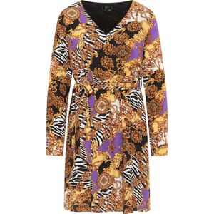 faina Jurk  goudgeel / neonlila / lichtoranje / zwart / wit