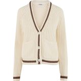 Noisy may - NMCharlie - Gebreid Vest - Crème/Zwart