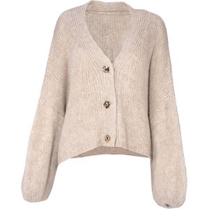 Seasons of April - Jojo - Oversized Vest - Beige - V-hals - Knoopsluiting