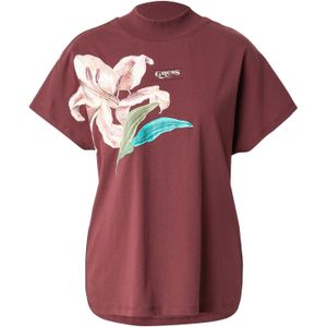 GUESS Shirt 'SL MOCK'  smaragd / oudroze / wijnrood