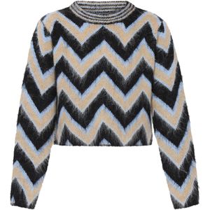 IZIA Trui  beige / lichtblauw / zwart