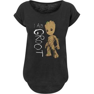 F4NT4STIC Shirt 'Marvel Guardians of the Galaxy I Am Groot'  sand / zwart / wit