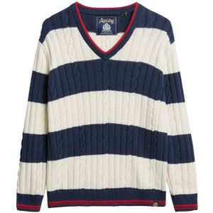 Superdry - W6110569A - Streepjestrui - Wit - Casual - Katoen