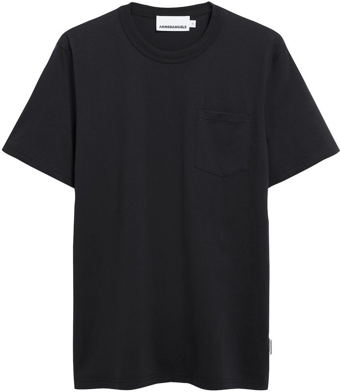ARMEDANGELS - MAARKOS POCKET - T-shirt - Zwart - Jersey, Ronde Hals, Halve Mouw