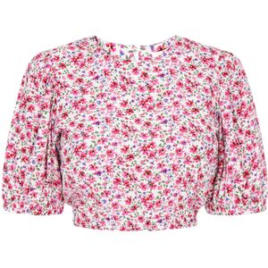 swirly Blouse 'Spring Summer'  blauw / groen / lichtroze / wit