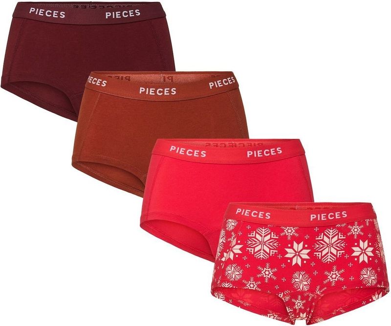 PIECES Broekje  bruin / purper / lichtrood / wit