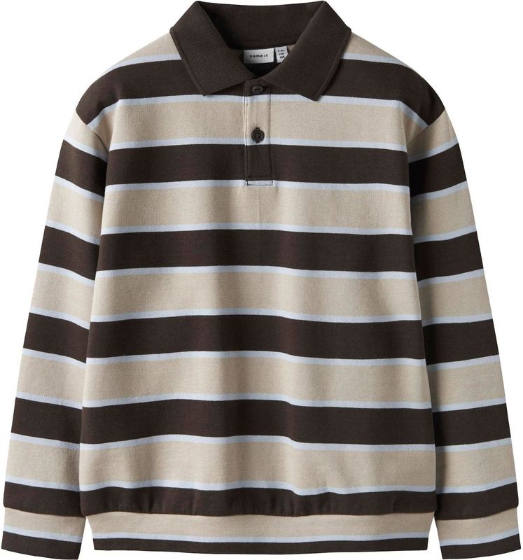 Sweatshirt - Gestreept - Polo - Lange Mouwen - Regular Fit