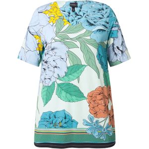 Ulla Popken Shirt  hemelsblauw / geel / mandarijn / wit