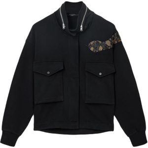 AllSaints Sweatvest 'OUROS CLARIE'  brokaat / zwart / zilver